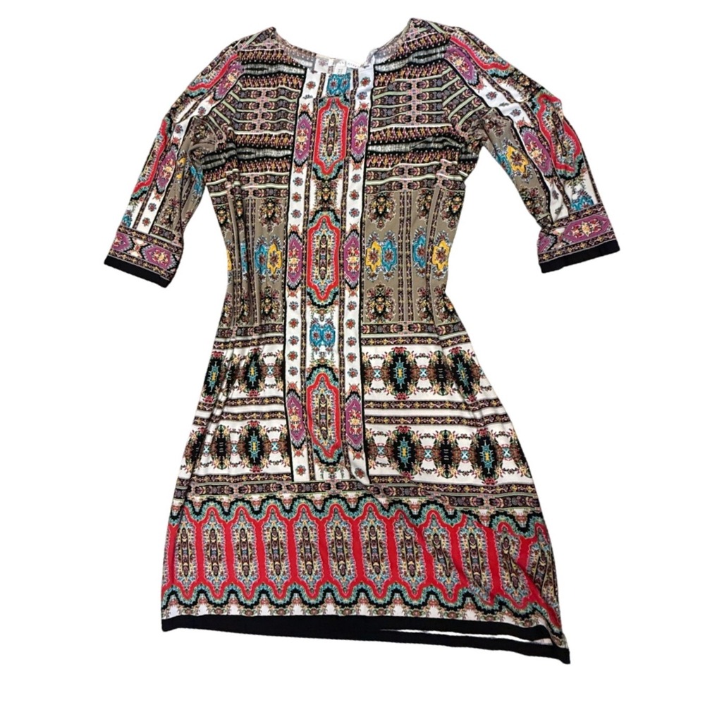 London Times Shift Dress Colorful Print Bohemian Casual Dress Size‎ 14